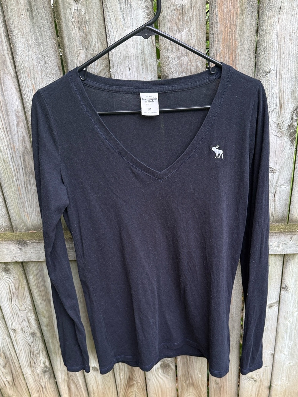 Abercrombie & Fitch Deep V long sleeved shirt top T-shirt moose cotton blend M